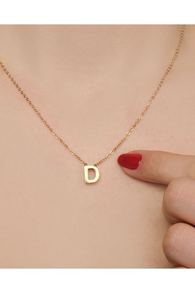 Lekka Design Women's Non-Tarnish Steel Jewelry Letter D Necklace