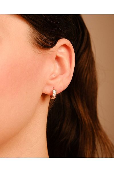 Lekka Design Women's Non-Tarnish Steel Jewelry Hoop Luxury Earrings with Zircon Stone