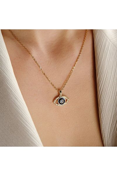 Lekka Design Colorful Zircon Eye Anti-Tarnish Steel Women's Necklace