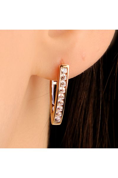Lekka Design Zircon Stone Steel Women's Earrings - Triangle Design