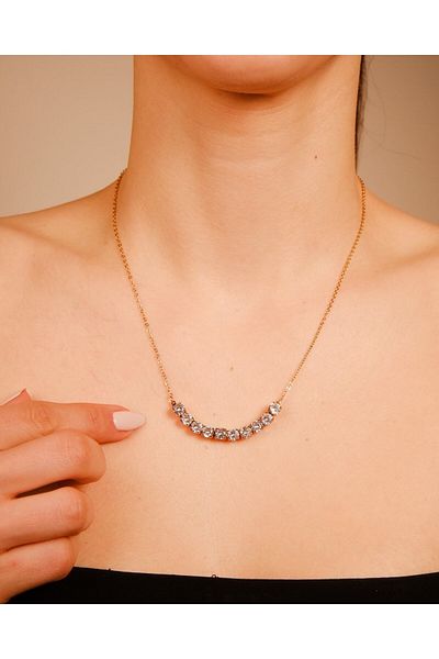 Lekka Design Zircon Stone Stylish Jewelry Evening Dress Anti-Tarnish Steel Women's Necklace
