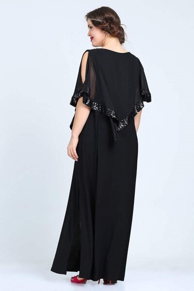 Zer Otantik Black Long Plus Size Women's Evening Dress - Kl8022U