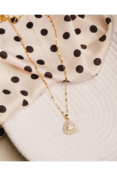 Lekka Design Women's Anti-Tarnish Steel Zircon Stone Triangle Classic Necklace