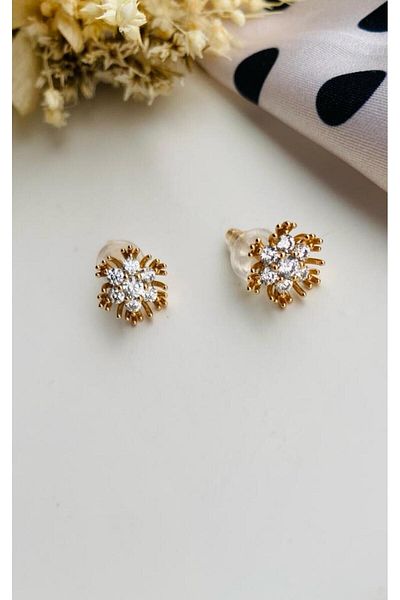 Lekka Design Women's Zircon Stone Anti-Tarnish Steel Luxury Snowflake Earrings