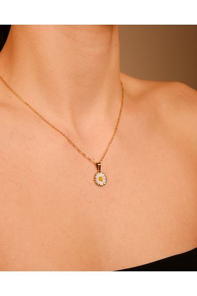 Lekka Design Women's Jewelry Non-Tarnish Steel Elegant Daisy Necklace