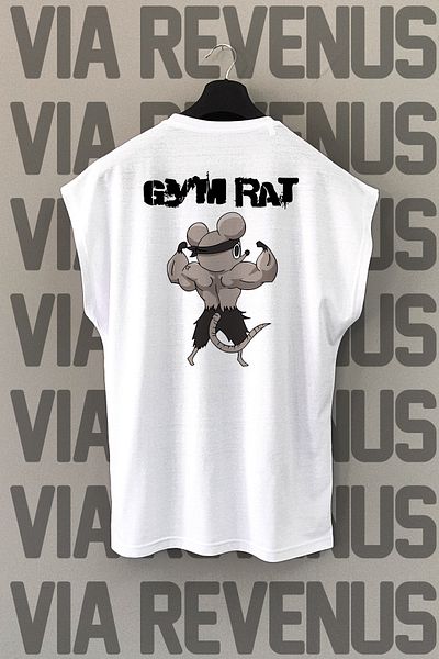Vordevia Gym Rat Printed 100% Cotton Zero Sleeve Sports Tshirt