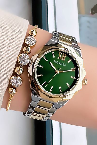 Homies Special Boxed Cutout Case Women Wristwatch 3 Atm Waterproof Two Colors Steel Band+Bracelet Hmb3003C2