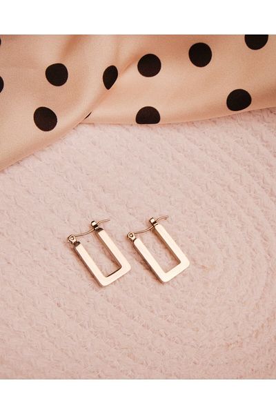 Lekka Design Quadrilateral Silver Colored Anti-Tarnish Steel Women's Earrings