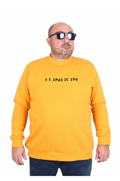 MocGrande Ανδρικό φούτερ μεγάλου μεγέθους - 3ip London 24208 MUSTARD, μηδενικός λαιμός