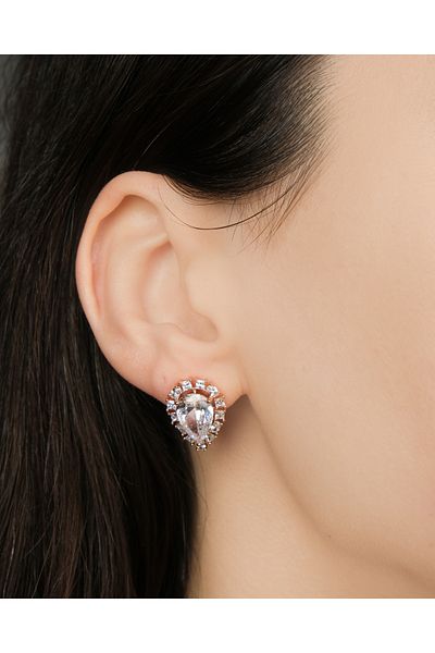 Lekka Design Women's Non-Tarnish Steel Luxury Jewelry Drop Zircon Stone Stylish Evening Dress Earrings