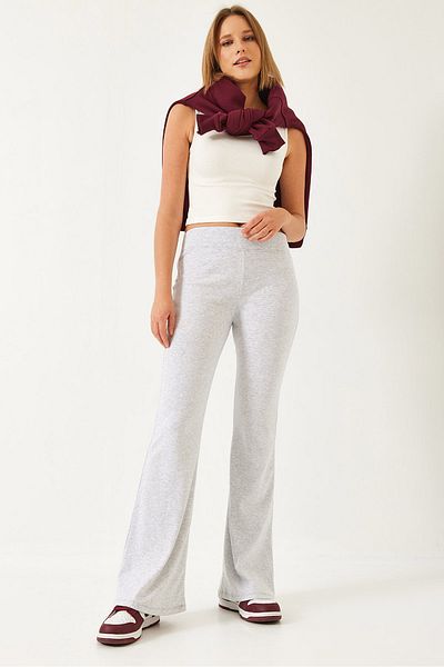 Bianco Lucci Women's Wide Belt Spanish Leg High Waist Pants 60351306