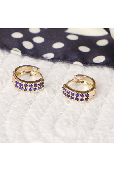 Lekka Design Navy Blue Mini Jewelled Women's Hoop Earrings