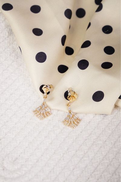 Lekka Design Women's Non-Tarnish Steel Luxury Triangle Jewelled Dangle Earrings Jewelry Accessory