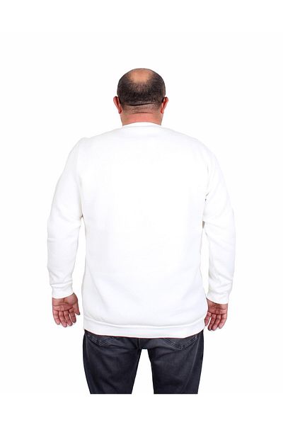 MocGrande Ανδρικό φούτερ μεγάλου μεγέθους - 3ip London 24208 EKRU, Crew Neck