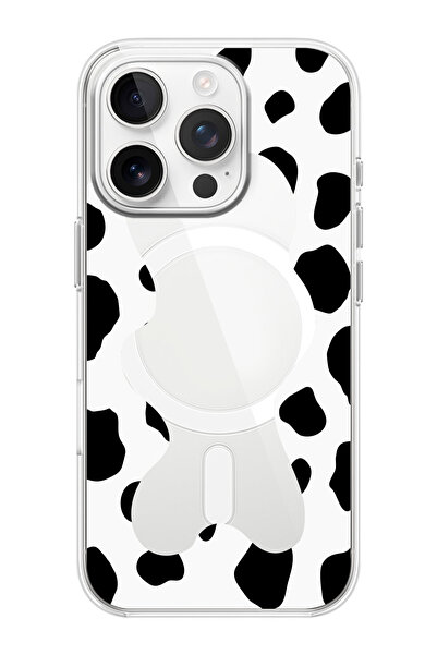 shoptocase iPhone 16 PRO Uyumlu Dalmaçya Desenli MagSafe Şeffaf Silikon Telef...