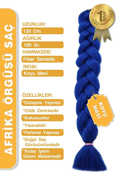 KONAK PERUK Dark Blue Synthetic Hair for African Braid Rasta and Box Braid