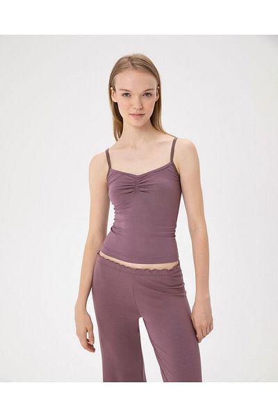 Ayma Active Lilac Women's Strappy Gathered Ecovero Viscous Undershirt