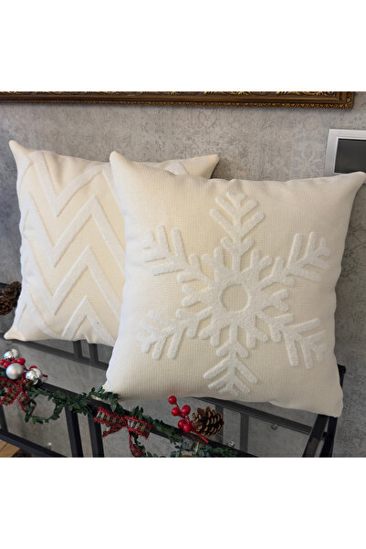 lubimi home وسادة رمي ندفة الثلج بلون كريمي