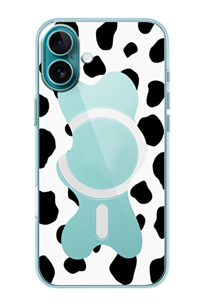 shoptocase iPhone 16 PLUS Uyumlu Dalmaçya Desenli MagSafe Şeffaf Silikon Tele...