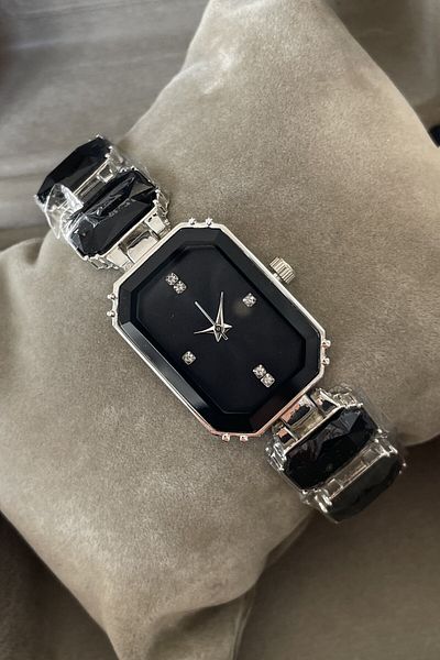 Leerybee Boxed Geometric Women's Wristwatch with Zircon Stone Metal Band Stylish New Year's Birthday Gift