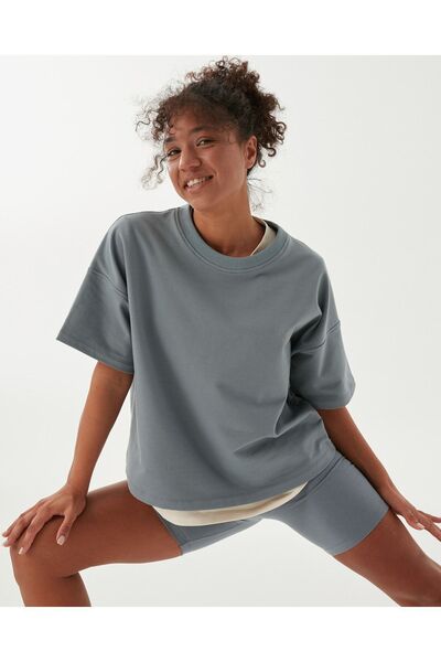 Ayma Active Синя короткорукава футболка з велосипедним коміром Basic, товста