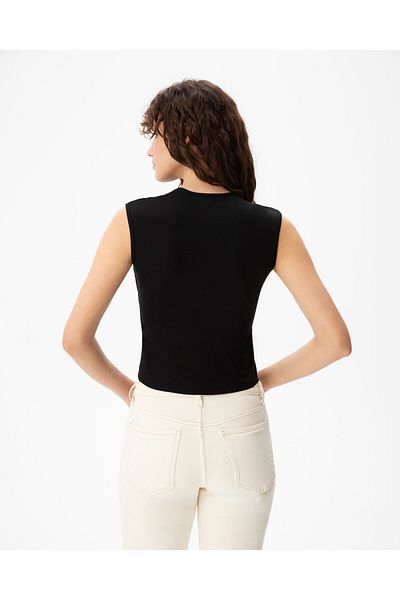 Ayma Active Εκκαβερό ™   Μαύρη Αμάνικη Twist Μπλούζα - Στριφτή μπροστά