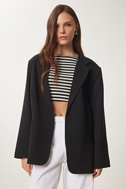 Lovelyİstanbul Blazer negru supradimensionat - LUS0058