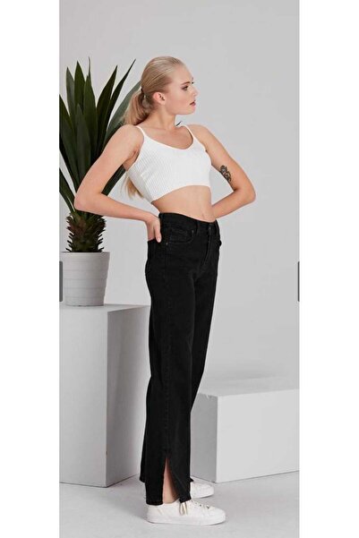 pass&pass 2035 Blugi largi din Lycra pentru femei, cu tăieturi laterale, pant...