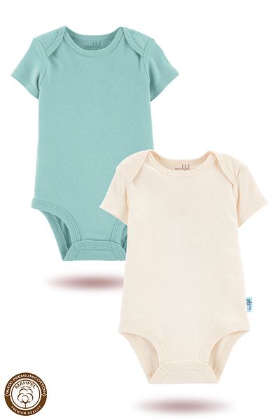 MAHFEL 2-Piece 100% Cotton Organic Printed Snap Fastener Baby Bodysuit