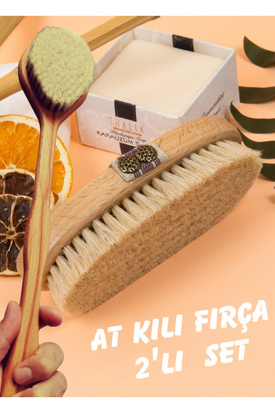 Efsoon Organics At Kılı Fırça Seti, 2'li Set, Saplı Ve Sapsız At Kılı Fırça Seti