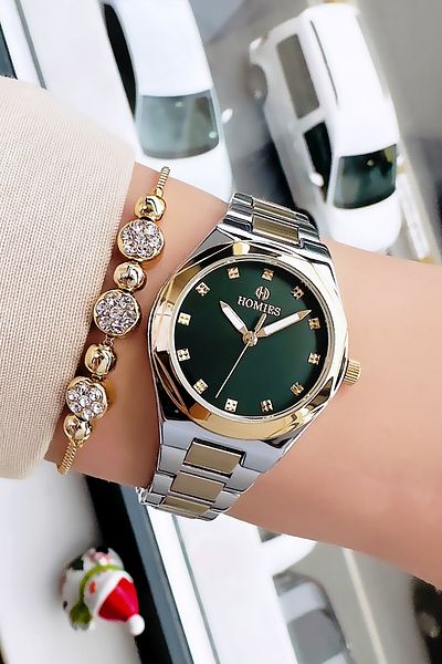 Homies Special Boxed Cutout Case Women Wristwatch 3 Atm Waterproof Two Colors Steel Band+Bracelet Hmb3004C3