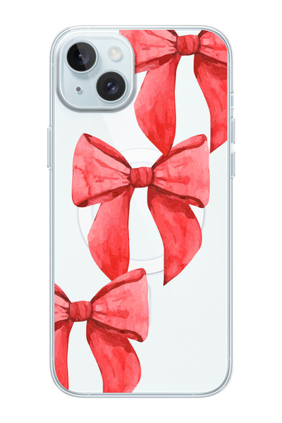 shoptocase iPhone 15PLUS/14PLUS Uyumlu Kurdele Desenli MagSafe Şeffaf Silikon...