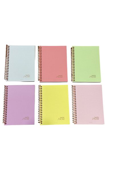 KESKİN COLOR Pastel Show A6 - 10.5 X 14.5 Cm, 80 Sheets, Pp Cover, Checked Notepad, 6 Pack