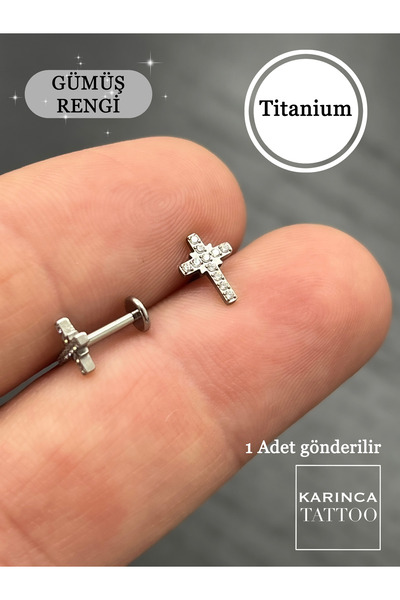 Karınca Piercing Haç Titanyum Piercing Premium Kalite Christian Forward Helix Flat Conch Burun Kulak Tragus Küpesi