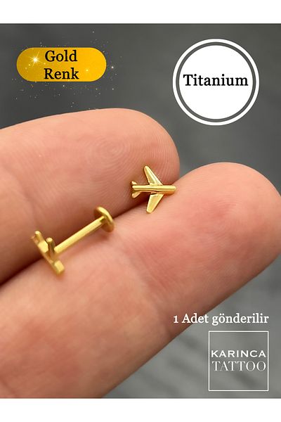 Karınca Piercing ثقب من التيتانيوم للطائرات عالي الجودة - رحلة طيارية، قلادة مسطحة من اللولب، حلق من الزنمة للأذن الأنفية