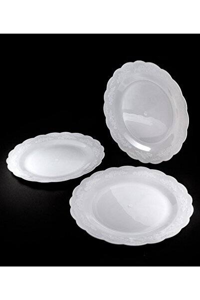 14Süs Plastik Tabak Ps 23cm - 6 Adet (1 Paket) Beyaz