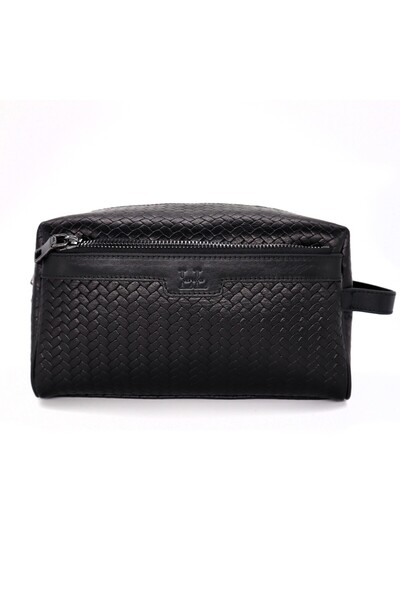 Lux Leder Geantă de călătorie / pentru ras din piele naturală cu imprimare tr...