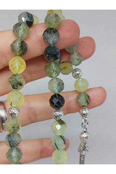 Yasamtohumu Πέτρα Prehnite (Prinayt) - Μεσημεριανός τεμάχιο 8mm με κομμένο ροζάριο 33 (36525)