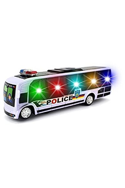 TRUST STORE Oyuncak Pilli Polis Otobüsü 26cm 3d Işıklı Ve Siren Sesli Çarp Dö...
