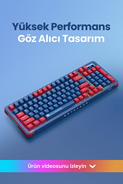 ROYALAXE Y98 PRO Gaming Mekanik Oyuncu Klavyesi, RGB Aydınlatma, Kablolu ve Kablosuz Kullanım, İngilizce Q