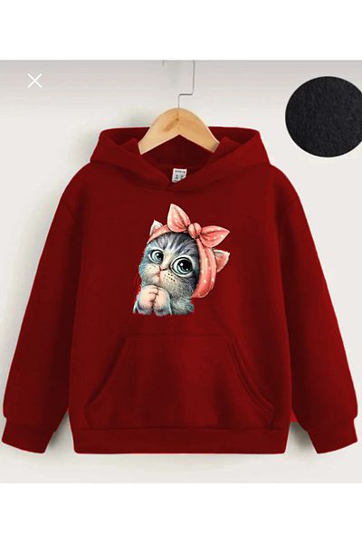 Jolijoy Cat Printed Sweet Hooded Sweatshirt