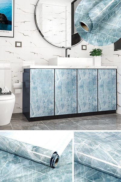 Buffer Blue Marble Patterned 5m X 60cm Waterproof Kitchen Foil Sticker