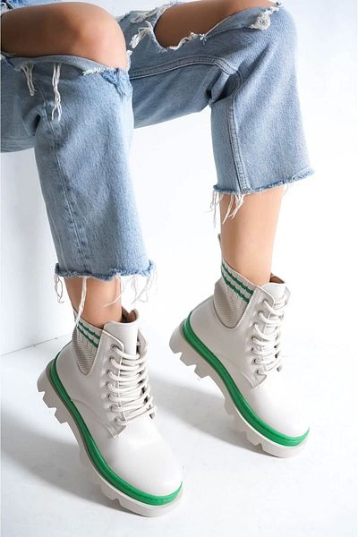 ayakuydur Green Detailed Women's Lace up Boots
