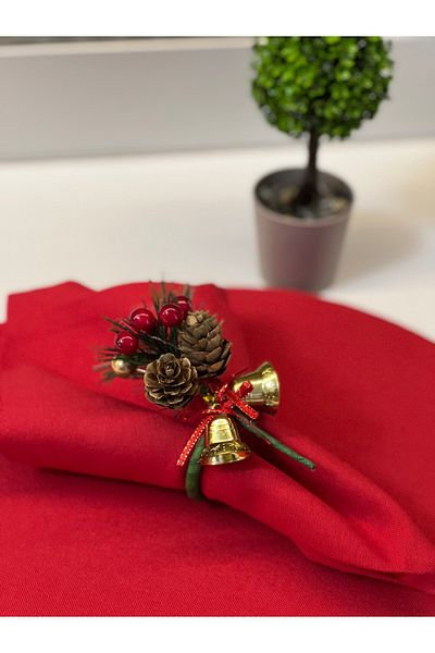 Biz Class Set of 6 New Year's Napkins with Cones - Christmas New Year's Tableware Table, Cockina