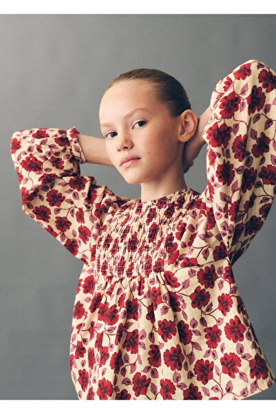 MANGO Kids Floral Patterned Cotton Blouse