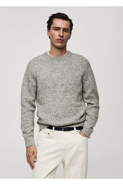 MANGO Man Pullover of Burnt-Out Wool and Cotton