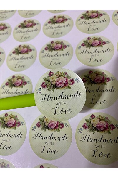 faela etiket tasarım paketleme Handmade With Love Sticker 70 adet Bohem