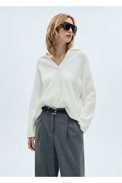 MANGO Woman Polo Collar Sweater