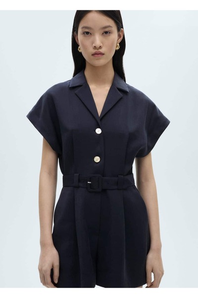MANGO Woman Belted Shorts Jumpsuit