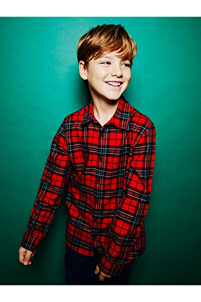 LC Waikiki LCW Kids Kırmızı Ekose Erkek Çocuk Oduncu Gömlek